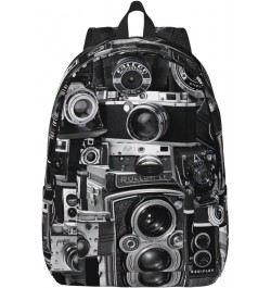 Cool Camera Collection Print Casual Double Shoulder Daypack,Anti-Theft Travel Canvas Backpack For Men And Women Black Small $...