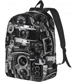 Cool Camera Collection Print Casual Double Shoulder Daypack,Anti-Theft Travel Canvas Backpack For Men And Women Black Small $...