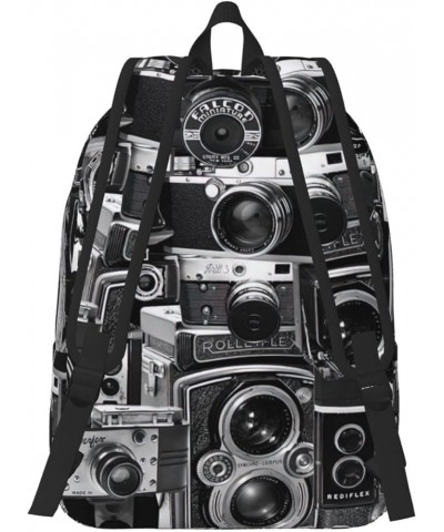 Cool Camera Collection Print Casual Double Shoulder Daypack,Anti-Theft Travel Canvas Backpack For Men And Women Black Small $...