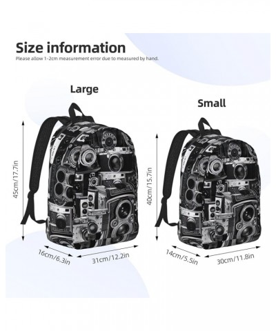 Cool Camera Collection Print Casual Double Shoulder Daypack,Anti-Theft Travel Canvas Backpack For Men And Women Black Small $...