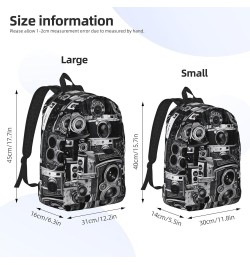 Cool Camera Collection Print Casual Double Shoulder Daypack,Anti-Theft Travel Canvas Backpack For Men And Women Black Small $...