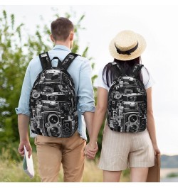 Cool Camera Collection Print Casual Double Shoulder Daypack,Anti-Theft Travel Canvas Backpack For Men And Women Black Small $...