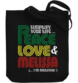 Simplify your life Peace, Love Melissa (I'm Melissa) Canvas Tote Bag 10.5" x 16" x 4 $17.60 Totes