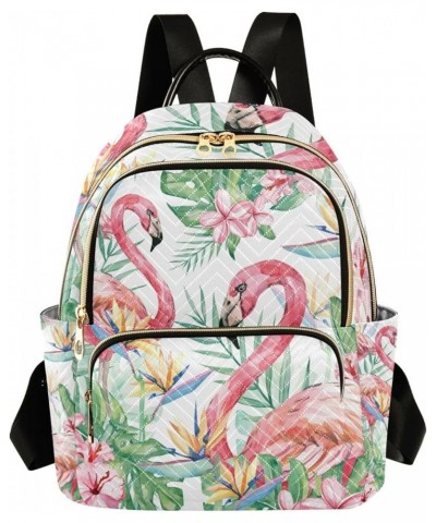 Women Backpack Tropical Jungle Flamingo Flower Anti-Theft Travel Backpack with Luggage Belt Lightweight Handbag Lady Purse Ro...