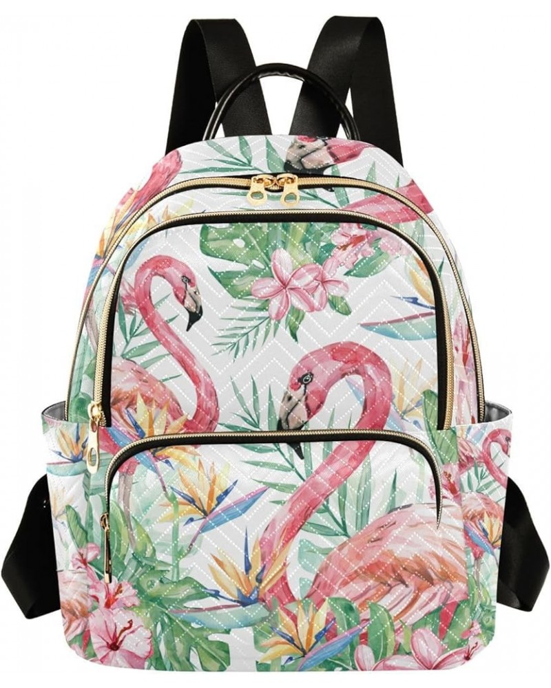 Women Backpack Tropical Jungle Flamingo Flower Anti-Theft Travel Backpack with Luggage Belt Lightweight Handbag Lady Purse Ro...