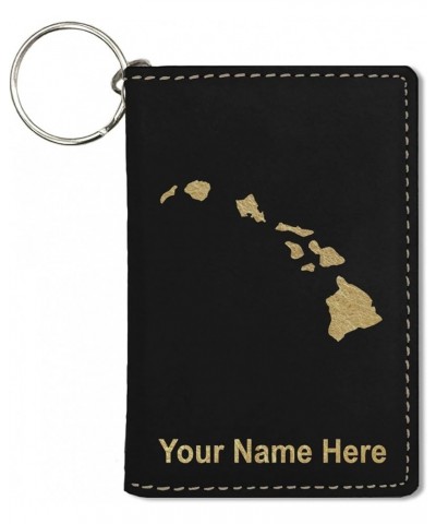 ID Holder Wallet, Hawaiian islands, Personalized Engraving Included (Rustic) Black with Gold $11.20 Wallets