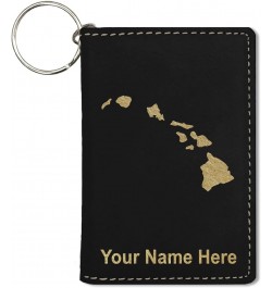 ID Holder Wallet, Hawaiian islands, Personalized Engraving Included (Rustic) Black with Gold $11.20 Wallets