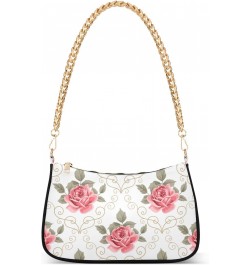 Pink Rose Flower Floral Curly Design Shoulder Bag Purse for Women Tote Handbag with Zipper Closure $17.35 Totes