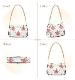 Pink Rose Flower Floral Curly Design Shoulder Bag Purse for Women Tote Handbag with Zipper Closure $17.35 Totes