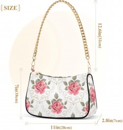 Pink Rose Flower Floral Curly Design Shoulder Bag Purse for Women Tote Handbag with Zipper Closure $17.35 Totes