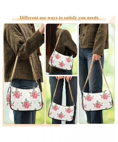 Pink Rose Flower Floral Curly Design Shoulder Bag Purse for Women Tote Handbag with Zipper Closure $17.35 Totes