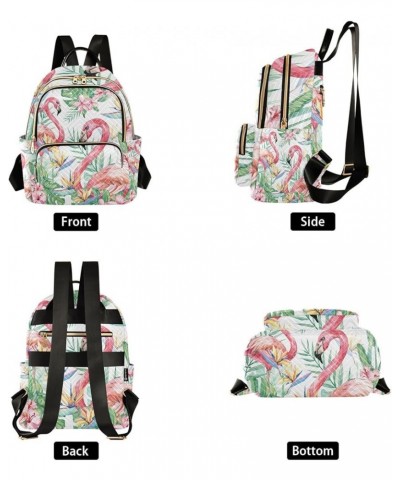 Women Backpack Tropical Jungle Flamingo Flower Anti-Theft Travel Backpack with Luggage Belt Lightweight Handbag Lady Purse Ro...